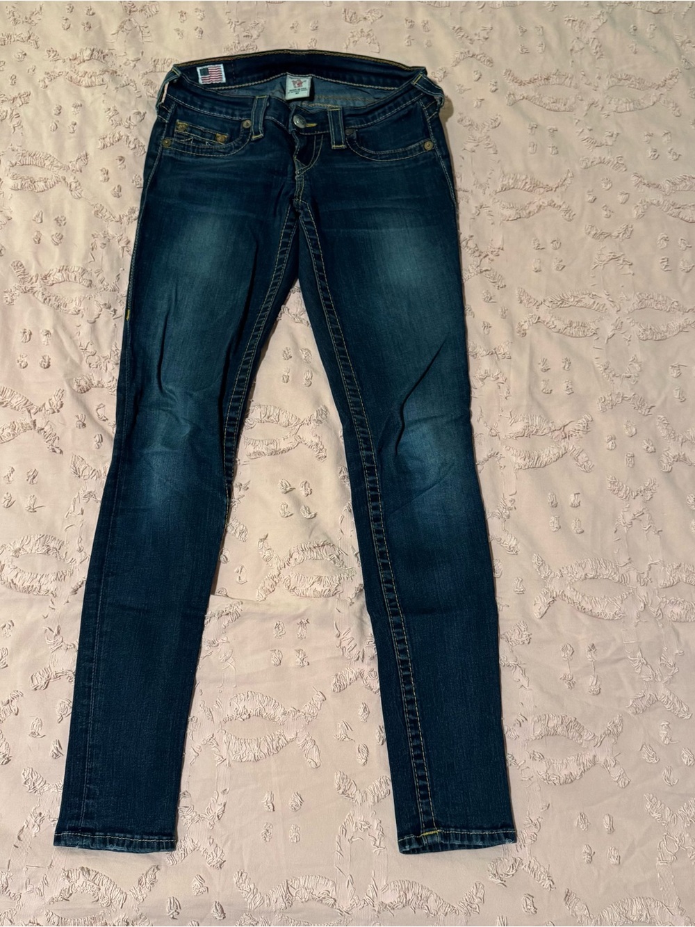 True Religion Casey Low Rise Skinny Jeans Size 25 Made In USA EUC